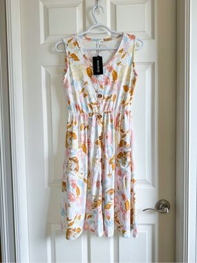 NWT MOLERANI Floral Summer Sundress Sleeveless Button Down Pockets Small